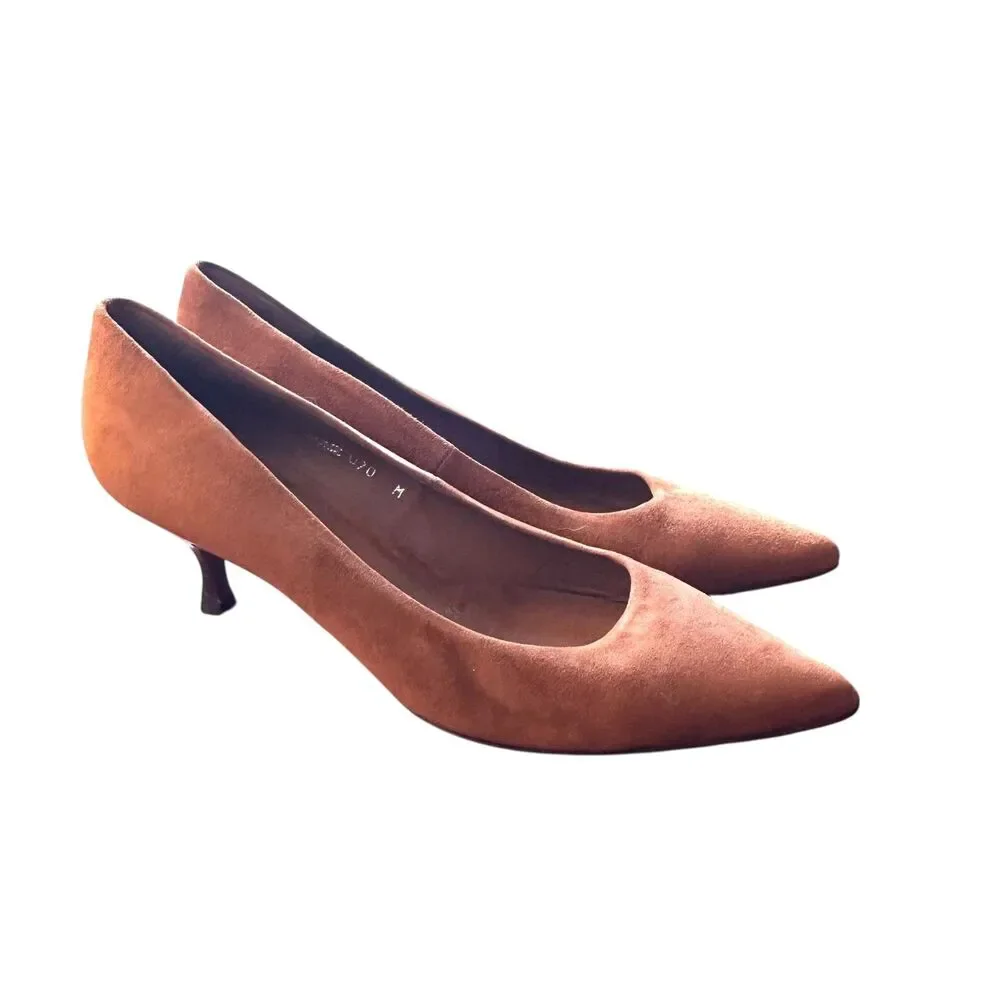 DONALD PLINER Rome Suede Kitten Heel Brown‎ Sz 7